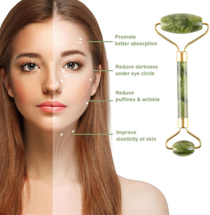 Jade Roller & Gua Sha Set 5 in 1 Facial Massager Tools - Jade Gua Sha Facial Massager Set with Roller for Face Sculpting & Skin Care | Jade Gua Sha Facial Massager Set with Roller for Face Sculpting & Skin Care