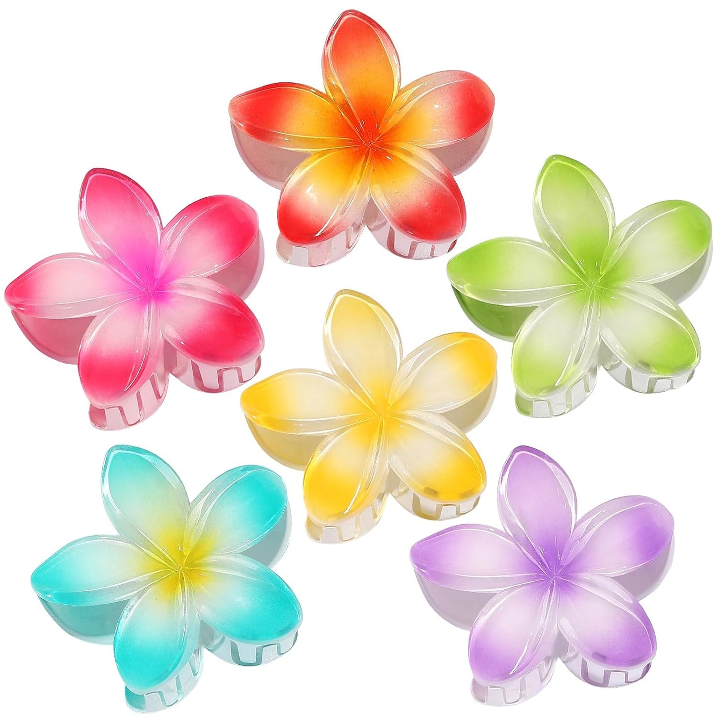 Flower Hair Clips 6 PCS Hair Accessoriesfor Women -Petal | Hawaiian Claw Clips for Vacation Hibiscus Hair Claw Cute Large Hair Clips for Thick & Thin Hair Plumeria Hair Clips for Girls