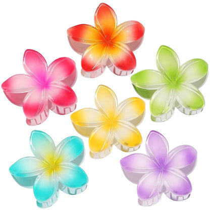 Flower Hair Clips 6 PCS Hair Accessoriesfor Women -Petal | Hawaiian Claw Clips for Vacation Hibiscus Hair Claw Cute Large Hair Clips for Thick & Thin Hair Plumeria Hair Clips for Girls