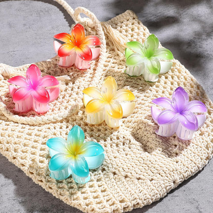Flower Hair Clips 6 PCS Hair Accessoriesfor Women -Petal | Hawaiian Claw Clips for Vacation Hibiscus Hair Claw Cute Large Hair Clips for Thick & Thin Hair Plumeria Hair Clips for Girls