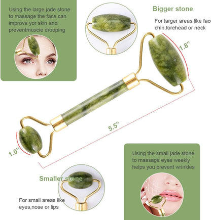 Jade Roller & Gua Sha Set 5 in 1 Facial Massager Tools - Jade Gua Sha Facial Massager Set with Roller for Face Sculpting & Skin Care | Jade Gua Sha Facial Massager Set with Roller for Face Sculpting & Skin Care