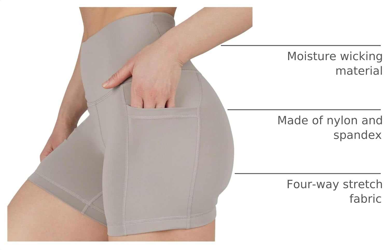 Womens High Waisted Biker Shorts with Side Pockets Workout Shorts 5”, 7”, 9”